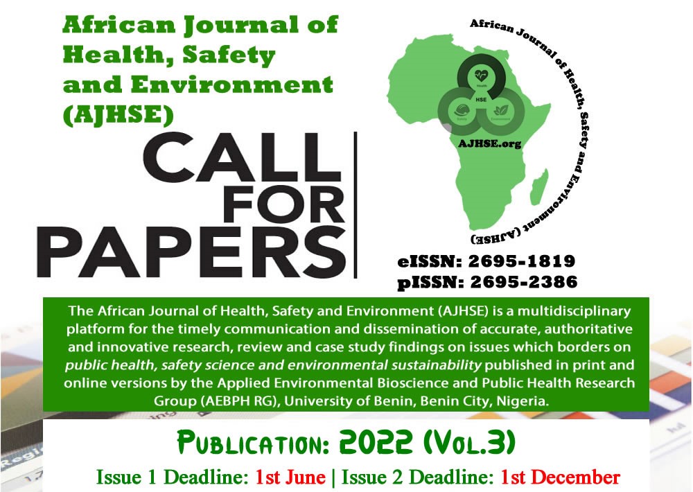 The African Journal of Health, Safety and Environment : Call For Papers