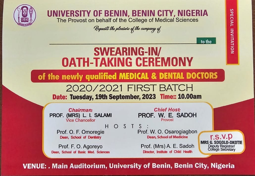 Live Event :Swearing-in/Oath-Taking Ceremony for qualified Medical and Dental Doctors (1st Batch, 2020/2021)