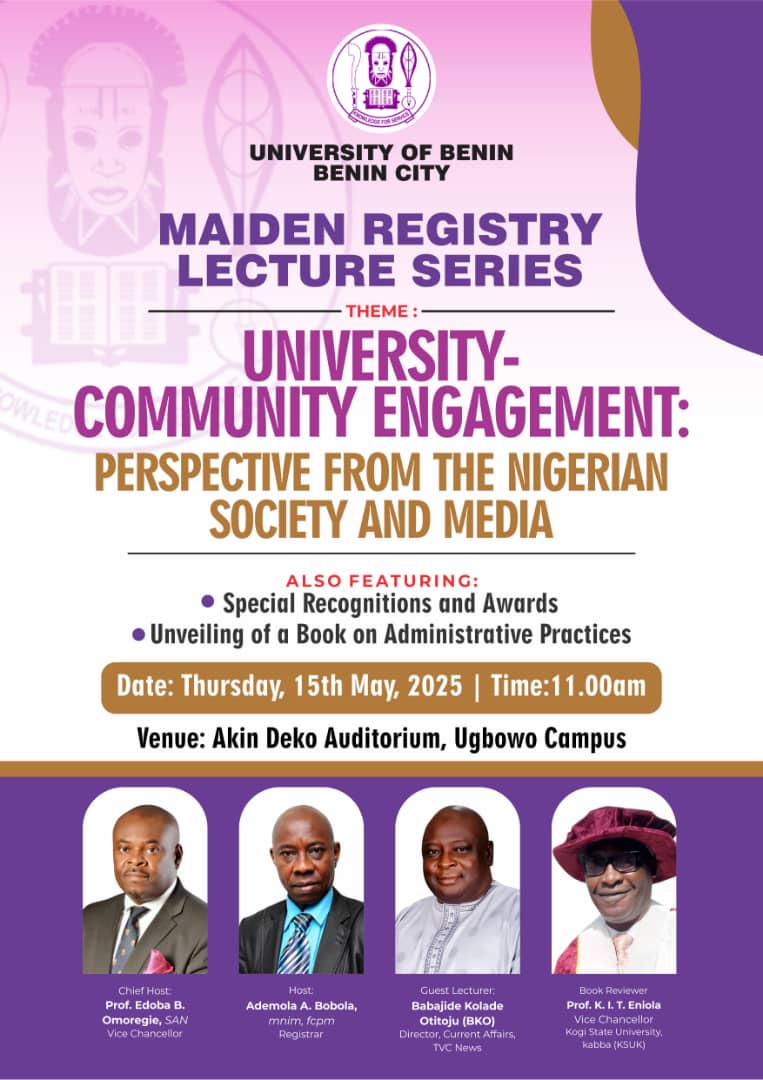 Maiden UNIBEN Registry Lecture